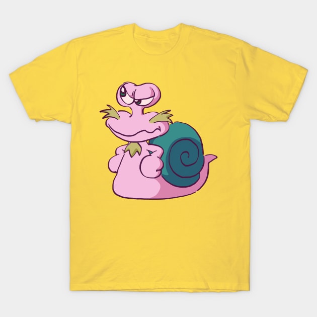 cranky escargoon the purple snail sidekick / retro anime T-Shirt by mudwizard